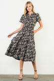 Helena Short Sleeve Print Midi THML Dress