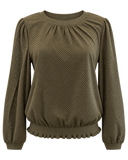 Yanya Geometric Laser Cut Suede Long Sleeve VOY Top