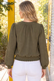Yanya Geometric Laser Cut Suede Long Sleeve VOY Top