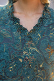 Fiori Smocked V Neck Floral Jacquard Shift VOY Dress