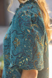 Fiori Smocked V Neck Floral Jacquard Shift VOY Dress