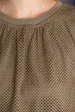 Yanya Geometric Laser Cut Suede Long Sleeve VOY Top