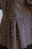 Reagan Pleated Collar Button Down Animal Faux Leather VOY Top