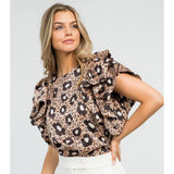 Lola Cheetah Print Ruffle Sleeve Top