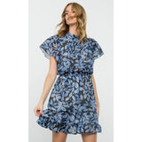 Evie Flutter Sleeve Blue Print THML Dress
