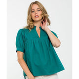 Candace V-Neck Teal Peplum THML Top