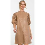 Carmen Short Sleeve Beige Leather THML Dress