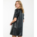 Tanya Black Short Sleeve Leather THML Dress