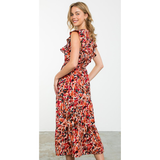 Madison Flutter Sleeve Print Maxi THML Dress-SALE