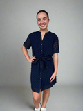 Wren Navy Button Down Current Air Dress