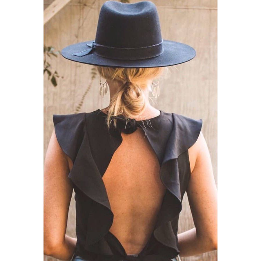 Prairie Boho Cottagecore Western 100% Wool Rancher Hat New Olive Pique Kaia Blk Olive & Pique - KAIA - 100% Wool Felt Rancher, Satin Lined  main image 4