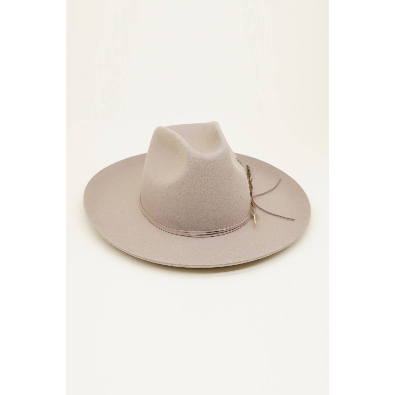 Olive & Pique - Western Cowboy Hat, 100% Wool Felt, Feather 