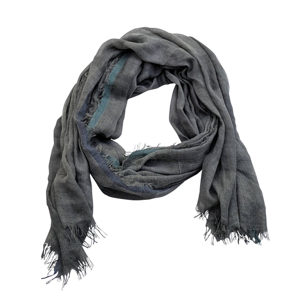 Chloe & Lex - Soft Solid Scarf with Feather Fringe Grey