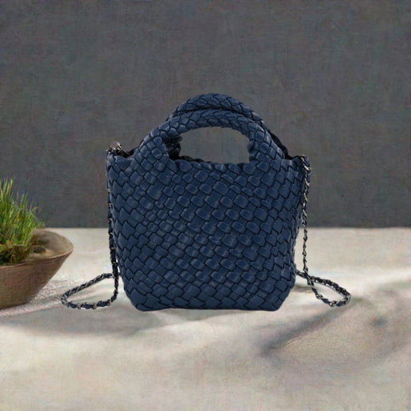 Emaline Navy Mini Tote BC Bag with Braided Strap