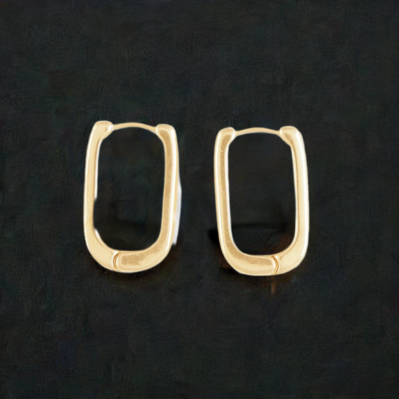 Alena Square Hoop Link Hook Drop Earrings