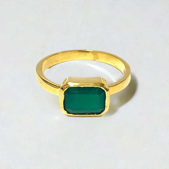 Hailey Green Onyx Square Stone Ring