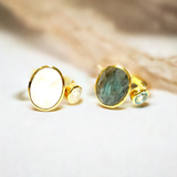 Julia Labradorite & Aquamarine Double Stone Ring