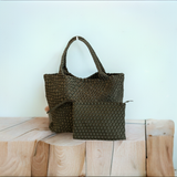 Green Woven Tote- Bag and Bougie