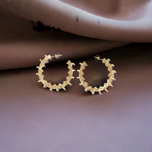 Cleo Gold Detailed Link Hoop Earrings