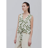 Willow Checker Printed Tied Top Grade and Gather