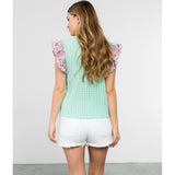 Mandy Gingham Pink Embroidered THML Top