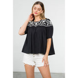 Emily Embroidered Short Sleeve THML Top