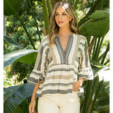 Andrea Wide Sleeve Striped THML Top-SALE
