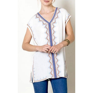 Isa THML Cream Detailed Tunic Top-SALE
