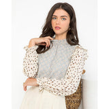 Kelly Detailed Contrast Sleeve Knit THML Top