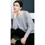 Liza Grey Long Sleeve Ebroidered Top-Fig Tree Jewelry & Accessories