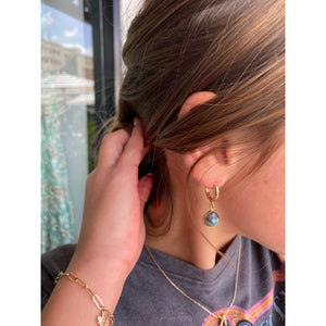 Kathryn Labradorite Drop Link Hoop Earrings