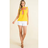 Taylor Yellow Embroidered THML Top