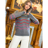 Kylie Grey Bright Striped Detailed THML Sweater