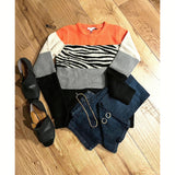 Kelly Color Block Detailed THML Sweater
