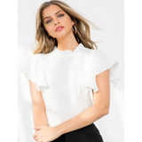 Ana THML Smocked Flutter Sleeve Top
