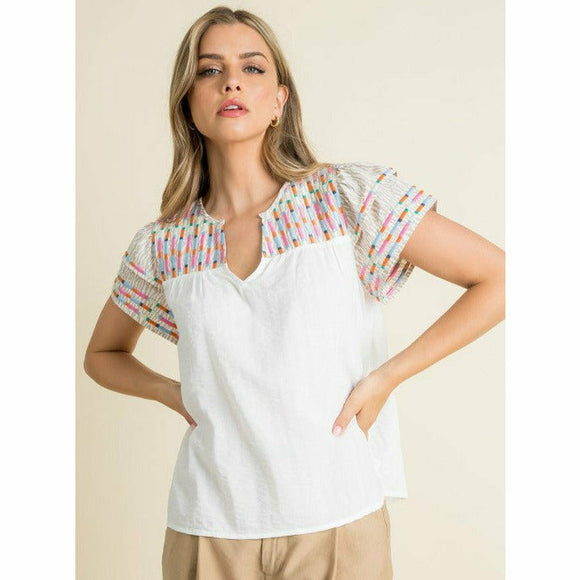 Dania Embroidered Sleeve THML Top