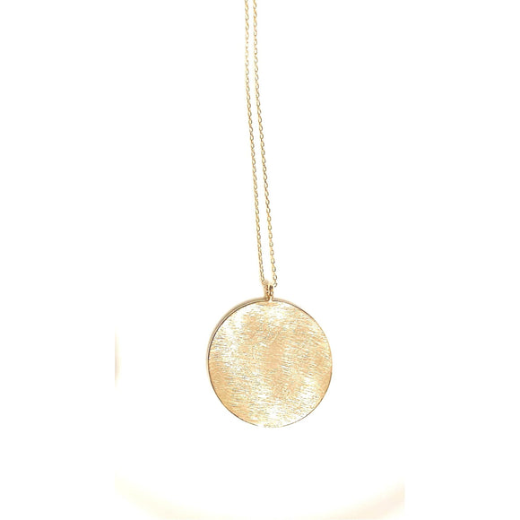 Lauren Gold Circle Pendant Long Chain Necklace