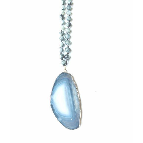 Abley Geode Sliced Beaded Long Necklace