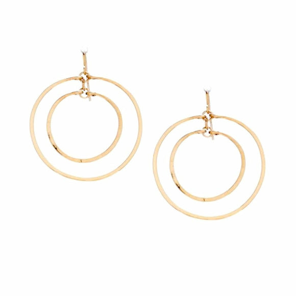 Bella Double Hoop Hammered Gold Earrings