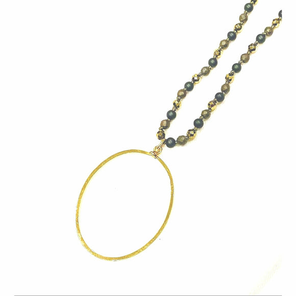 Abley Gold Circle Pendant Long Necklace
