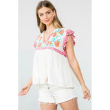 Lily Embroidered Babydoll THML Top