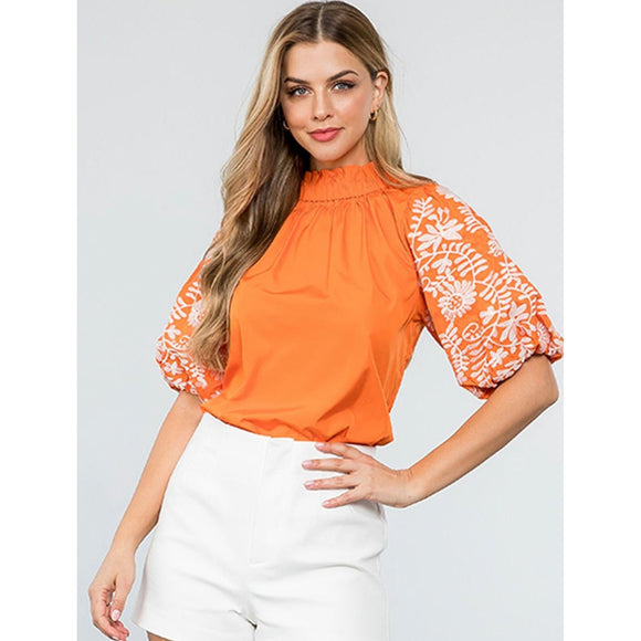 Isabella Embroidered Poplin Sleeve Thml Top