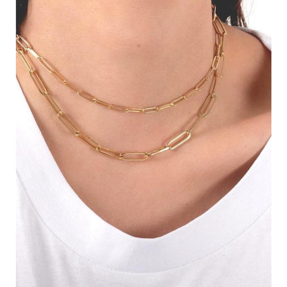 Ann Paperclip Smaller or Larger Gold Necklace