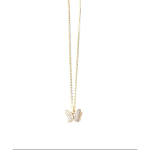 Ablita Butterfly White Topaz Gold Necklace