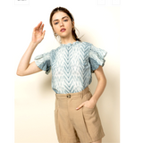 Cora Smocked Ruffle Flutter Sleeve THML Top