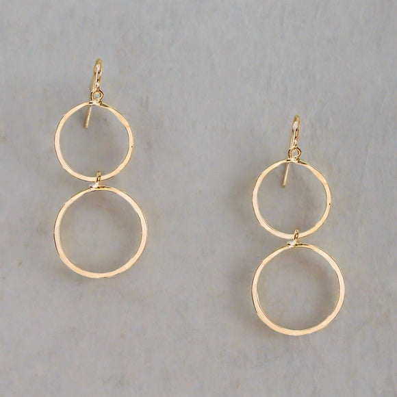 Bella Gold Double Circle Drop Earrings