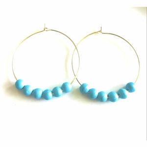 Addie Large Hoop Turquoise Beaded Earrings