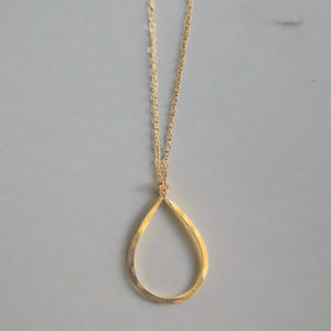 Avia Gold Hammered Pear Drop Pendant Necklace