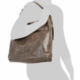 Lano Oversized Leather Grey Hobo Handbag