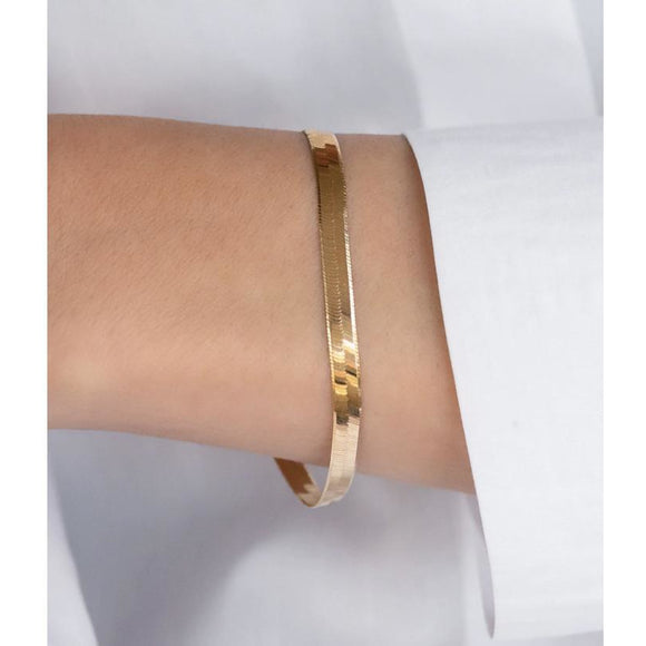 Ann Herringbone Gold Snake Bracelet